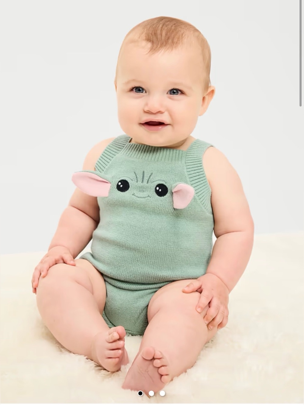Baby Halloween Star Wars Grogu Sleeveless Sweater-Knit One-Piece Romper Costume